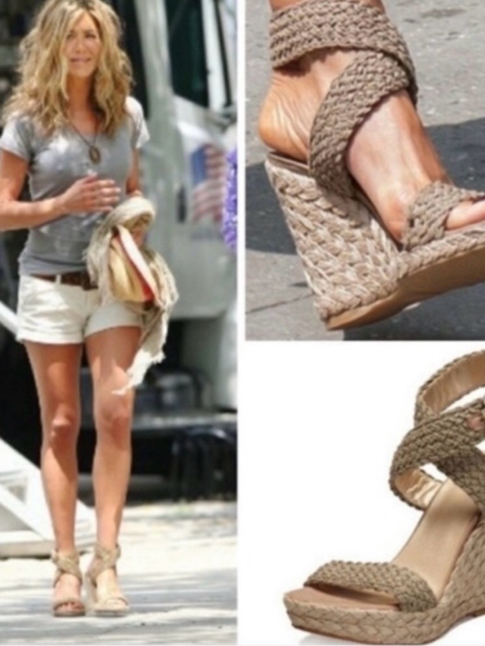 Stuart Weitzman Alex Wedge Jennifer Aniston Wedge Sandals 6.5 - Picture 2 of 14